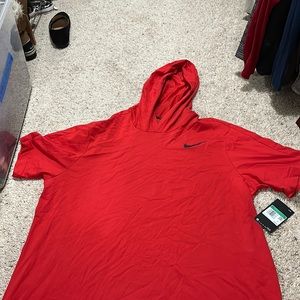 Red Nike hooded tShirt